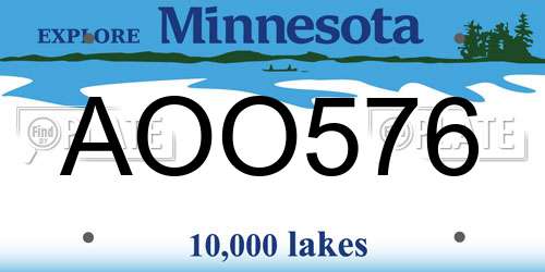 AOO576 Minnesota License Plate