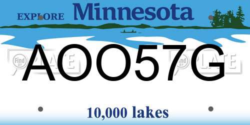 AOO57G Minnesota License Plate