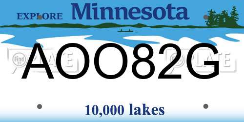 AOO82G Minnesota License Plate