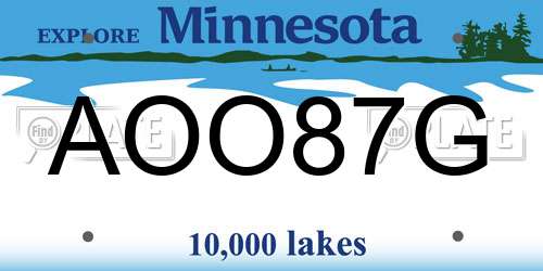 AOO87G Minnesota License Plate