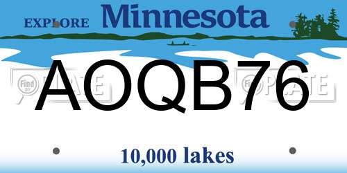 AOQB76 Minnesota License Plate