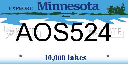 AOS524 Minnesota License Plate