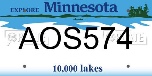 AOS574 Minnesota License Plate