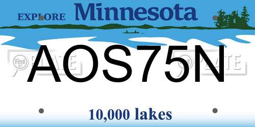 AOS75N Minnesota License Plate