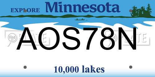AOS78N Minnesota License Plate