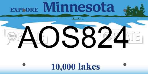 AOS824 Minnesota License Plate