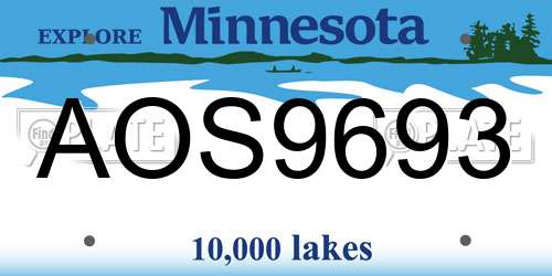 AOS9693 Minnesota License Plate