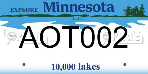 AOT002 Minnesota License Plate