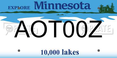 AOT00Z Minnesota License Plate