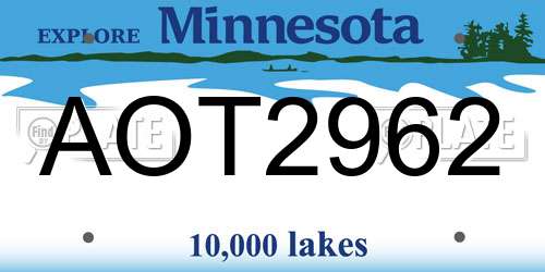 AOT2962 Minnesota License Plate
