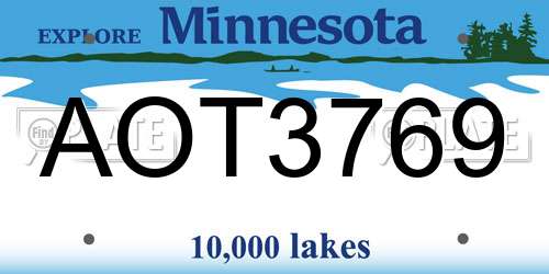 AOT3769 Minnesota License Plate