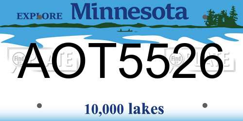 AOT5526 Minnesota License Plate