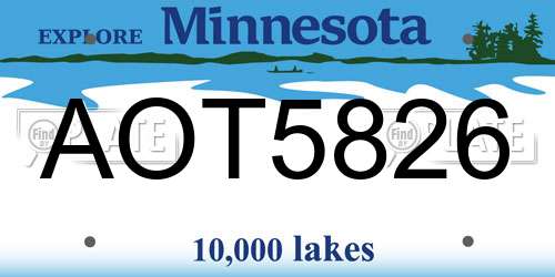 AOT5826 Minnesota License Plate