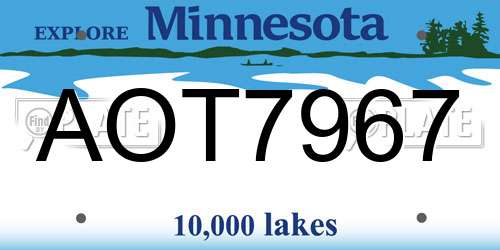 AOT7967 Minnesota License Plate