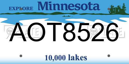 AOT8526 Minnesota License Plate