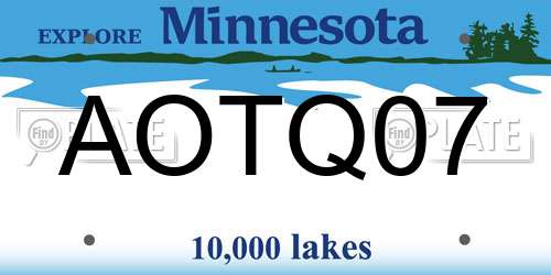 AOTQ07 Minnesota License Plate