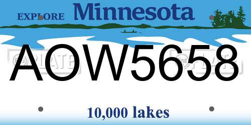 AOW5658 Minnesota License Plate