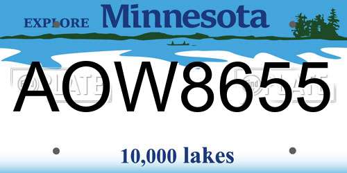 AOW8655 Minnesota License Plate