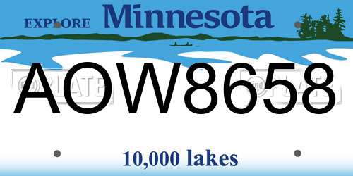 AOW8658 Minnesota License Plate
