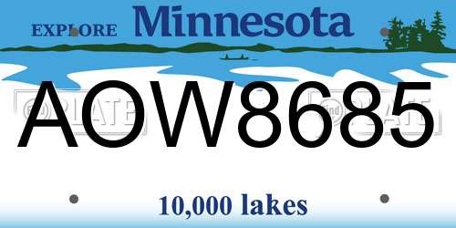 AOW8685 Minnesota License Plate