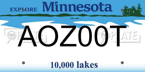 AOZ00T Minnesota License Plate
