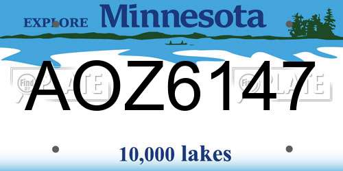 AOZ6147 Minnesota License Plate