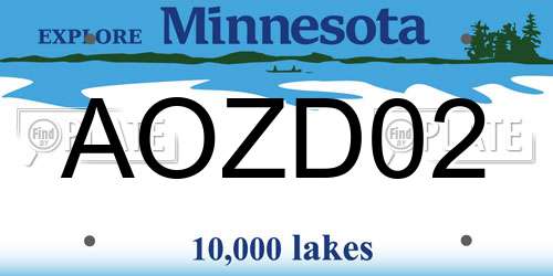 AOZD02 Minnesota License Plate
