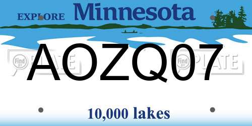 AOZQ07 Minnesota License Plate
