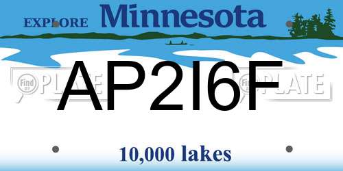 AP2I6F Minnesota License Plate