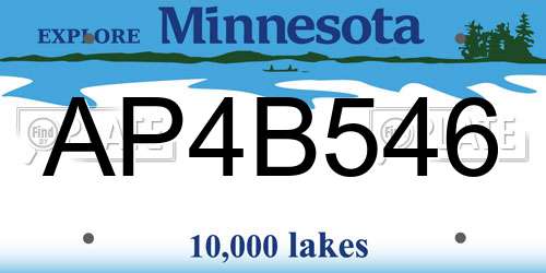 AP4B546 Minnesota License Plate