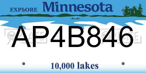 AP4B846 Minnesota License Plate