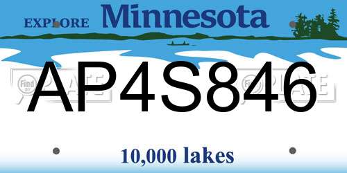 AP4S846 Minnesota License Plate