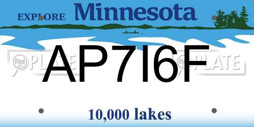 AP7I6F Minnesota License Plate