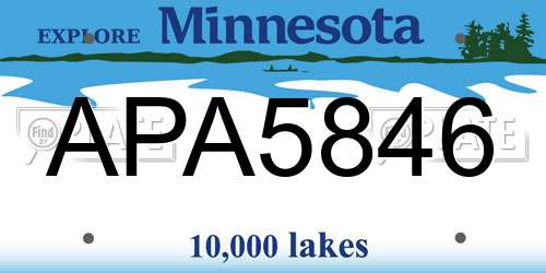 APA5846 Minnesota License Plate
