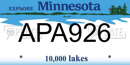 APA926 Minnesota License Plate