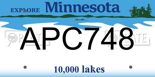 APC748 Minnesota License Plate