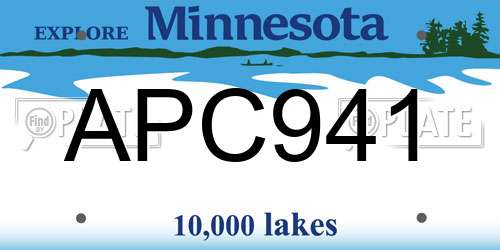 APC941 Minnesota License Plate