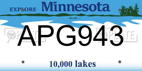APG943 Minnesota License Plate