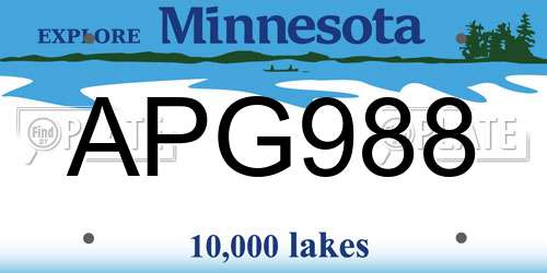 APG988 Minnesota License Plate
