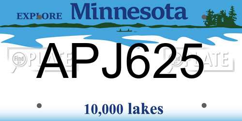 APJ625 Minnesota License Plate