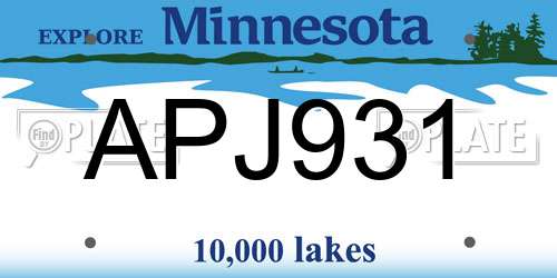 APJ931 Minnesota License Plate
