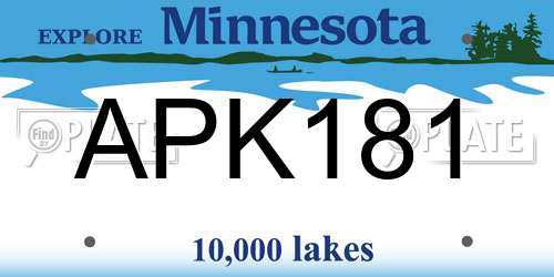 APK181 Minnesota License Plate