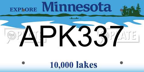 APK337 Minnesota License Plate