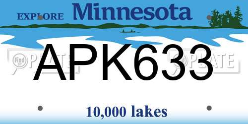 APK633 Minnesota License Plate