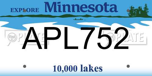 APL752 Minnesota License Plate