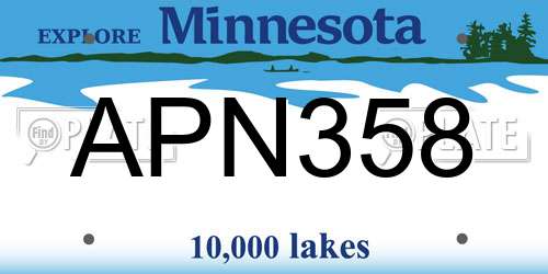 APN358 Minnesota License Plate