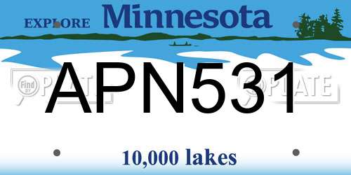 APN531 Minnesota License Plate