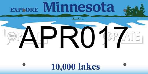 APR017 Minnesota License Plate