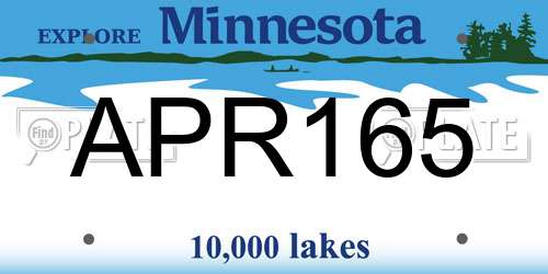 APR165 Minnesota License Plate
