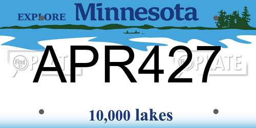 APR427 Minnesota License Plate
